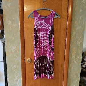 a.n.a Pink and Brown Tie-Dye Midi Dress